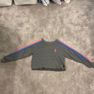 Aviator Nation cropped crew sweatshirt with a bolt embroidery in great condition